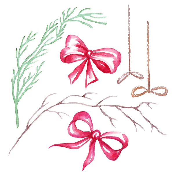 Decoração Natal Clipart Aquarela Ilustração Pintada Mão — Fotografia de Stock