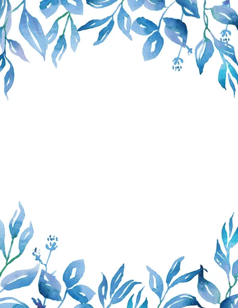 Синяя Рамка Акварель — стоковое фото