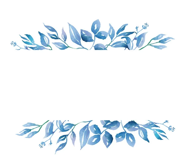 Modré Listí Kliparty Akvarelů — Stock fotografie