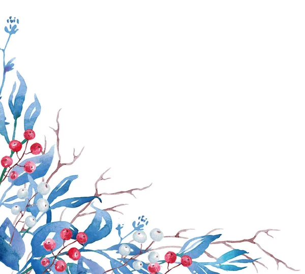 Kerst Kader Aquarel Clipart Handbeschilderde Illustratie — Stockfoto