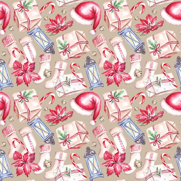 Wzory Świąteczne Kliparty Akwarelowe Ręcznie Malowane Ilustracje — Zdjęcie stockowe