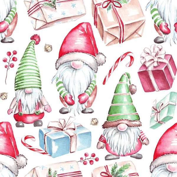 Patrón Navidad Clipart Acuarela Ilustración Pintada Mano — Foto de Stock