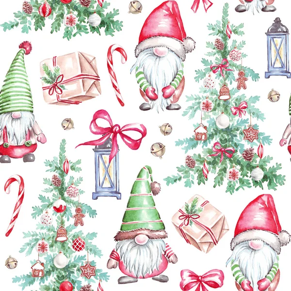 Weihnachtsmuster Aquarell Cliparts Handgemalte Illustration — Stockfoto