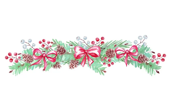 Weihnachtskomposition Aquarell Cliparts Handgemalte Illustration — Stockfoto