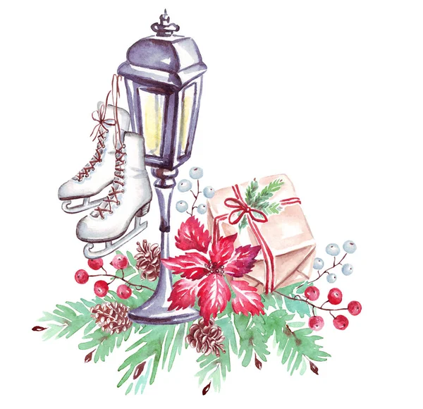 クリスマス ランプ 水の色のクリップアート 手描きイラスト — ストック写真