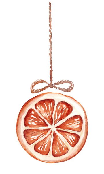 Pomeranč Vánoční Ozdoby Kliparty Akvarelů — Stock fotografie