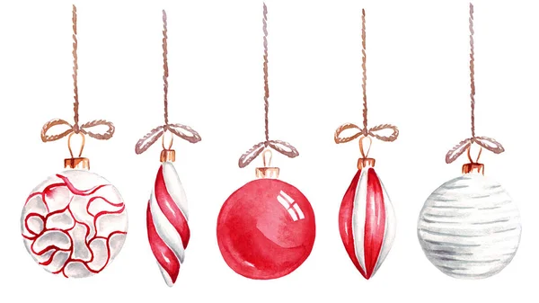Baloncuklar Noel Süsleri Suluboya Clipart — Stok fotoğraf