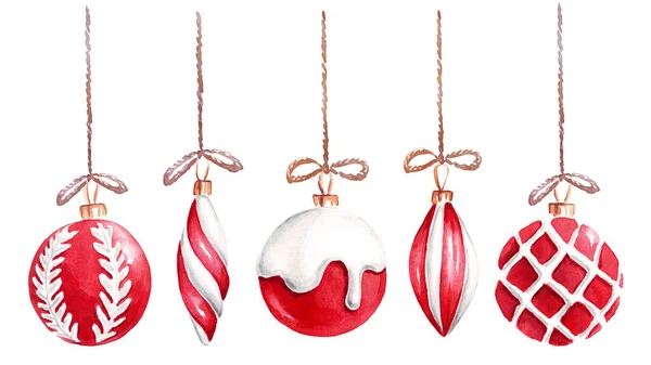Buborékok Karácsonyi Dekoráció Akvarell Előfizető — Stock Fotó