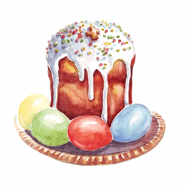 Ciasto Wielkanocne Jaja Kliparty Akwarelowe Ręcznie Malowane — Zdjęcie stockowe