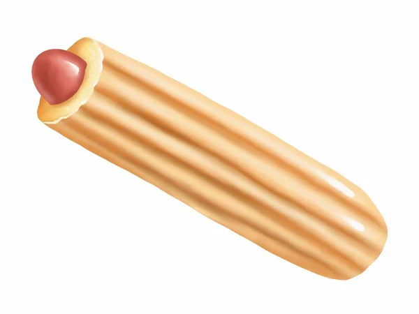 Hot Dog Digitális Illusztráció — Stock Fotó