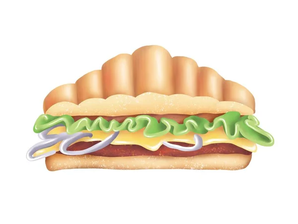 Sandwich Nourriture Illustration Numérique — Photo