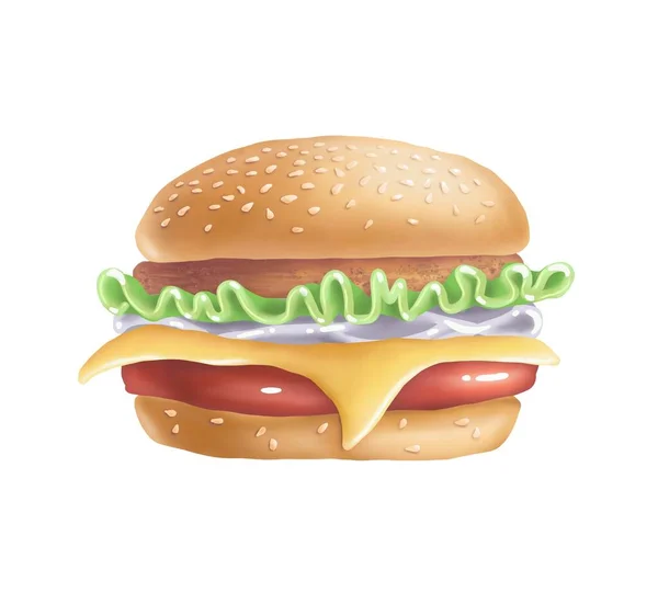 Burger Cibo Strada Illustrazione Digitale — Foto Stock