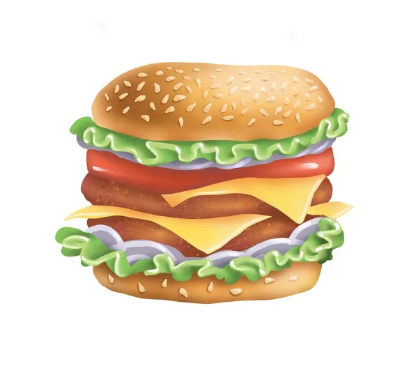 Een Hamburger Straatvoedsel Digitale Illustratie — Stockfoto