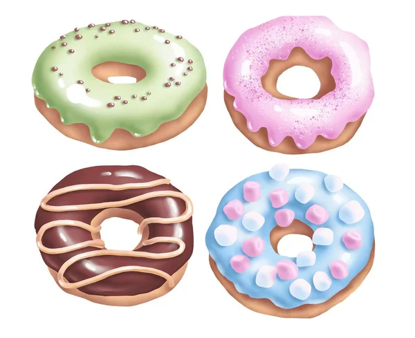 Donuts Doces Ilustração Digital — Fotografia de Stock