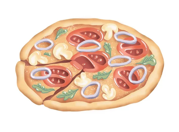 Pizzát Finom Étel Digitális Illusztráció Stock Kép