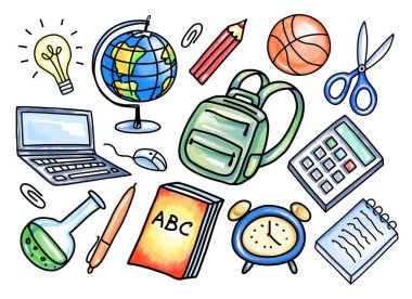 Okula dönelim. Resim beyaza izole edildi