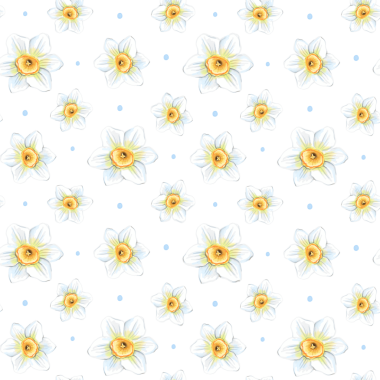 Nergis desenli kusursuz çiçek deseni. Suluboya bahar çiçekleri