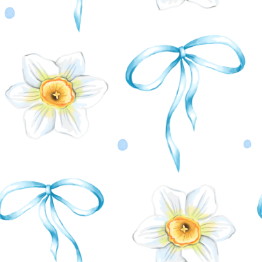 Nergis desenli kusursuz çiçek deseni. Suluboya bahar çiçekleri