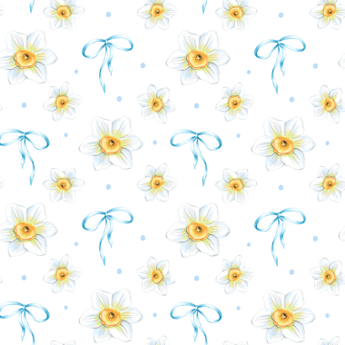 Nergis desenli kusursuz çiçek deseni. Suluboya bahar çiçekleri