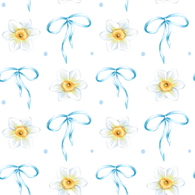 Nergis desenli kusursuz çiçek deseni. Suluboya bahar çiçekleri