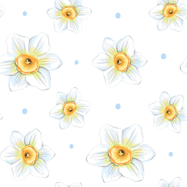 Nergis desenli kusursuz çiçek deseni. Suluboya bahar çiçekleri