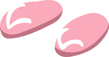 Pembe parmak arası terlikler. El çizimi illüstrasyon