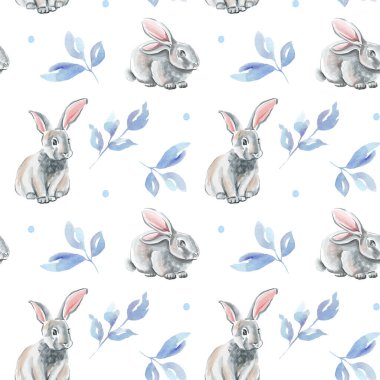 Şirin tavşancık gevezeliği. Suluboya çizimi