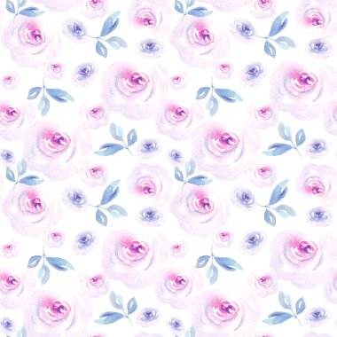 Çiçek desenleri suluboya güller ve yapraklarla