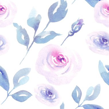 Çiçek desenleri suluboya güller ve yapraklarla