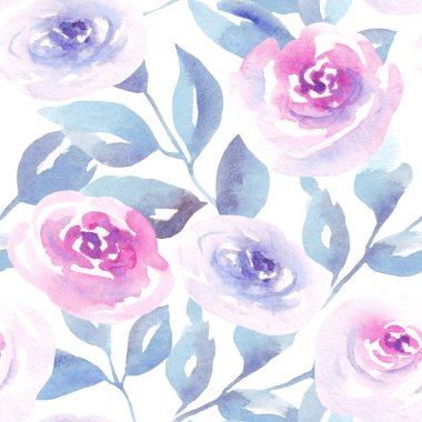 Çiçek desenleri suluboya güller ve yapraklarla