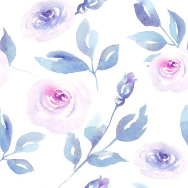 Çiçek desenleri suluboya güller ve yapraklarla