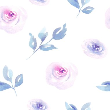 Çiçek desenleri suluboya güller ve yapraklarla