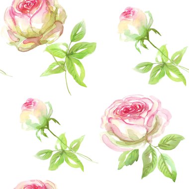 Sulu boya pembe Gül seamless modeli