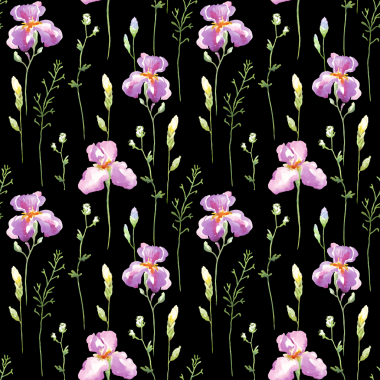 Suluboya mor süsenli kusursuz çiçek deseni