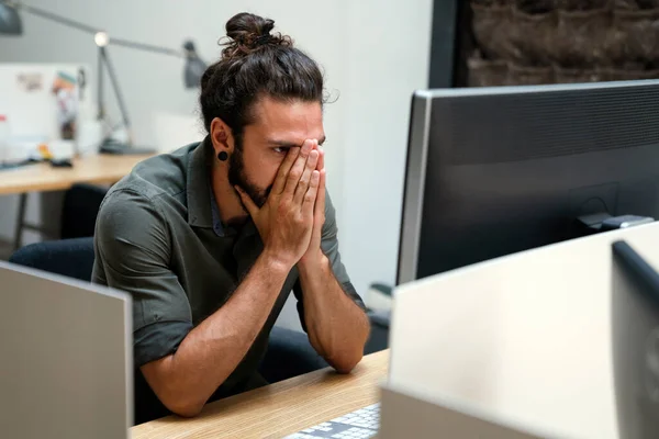 Fáradt Depressziós Unatkozó Üzletember Frusztrált Üzleti Kudarc Csőd Úgy Érzi — Stock Fotó