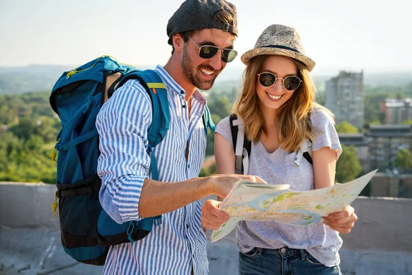 Honeymoon Trip Backpacker Tourist Tourism Holiday Vacation Travel Concept Couple — Stock Photo, Image