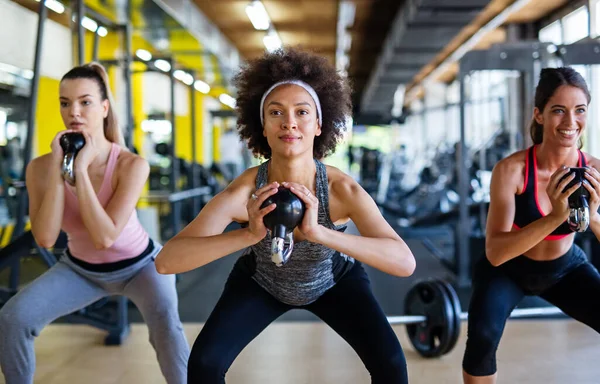 Beautiful Young Women Working Out Gym Together Stay Healthy Sport — Stock Photo, Image