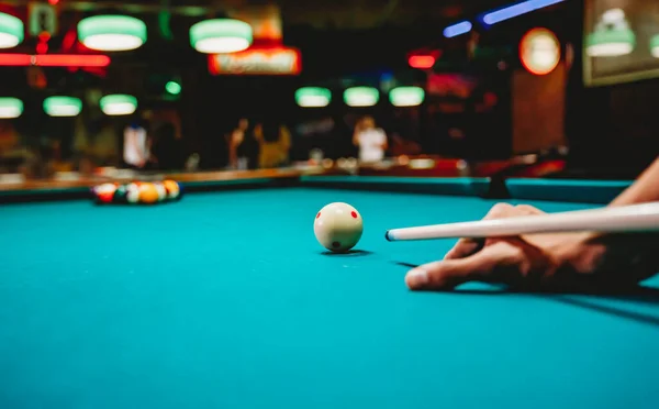 Preparing Break Spheres Pool Pocket People Billiard Snooker Entertainment Fun — Stockfoto