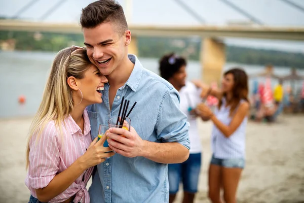Portrait Happy Young Couple Love Having Fun Vacation Party Travel — Stock Photo, Image