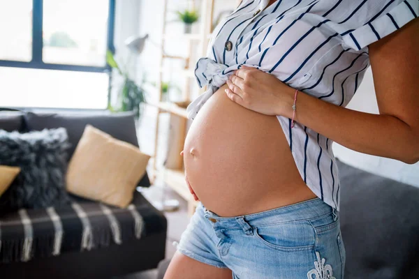 Schönheit Schwangere Frau Schwangerer Bauch Schöne Schwangere Frau Erwartet Baby — Stockfoto