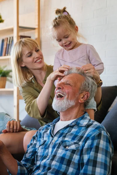 Cheerful Multi Generation Family Having Fun While Spending Time Together — Stock Photo, Image