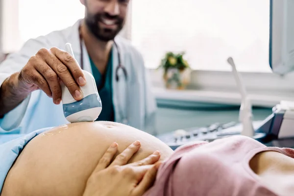 Cropped Shot Pregnant Woman Ultrasound Scanning Hospital Clinic Healthcare Examination — Stock Photo, Image
