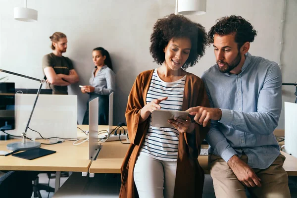 stock image Programmers cooperating at IT company developing apps. People business work office diversity concept