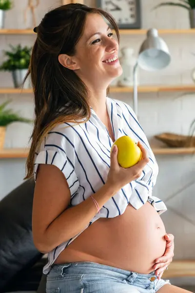 Pregnancy Rest People Expectation Concept Happy Beautiful Pregnant Woman Touching — Stock Photo, Image