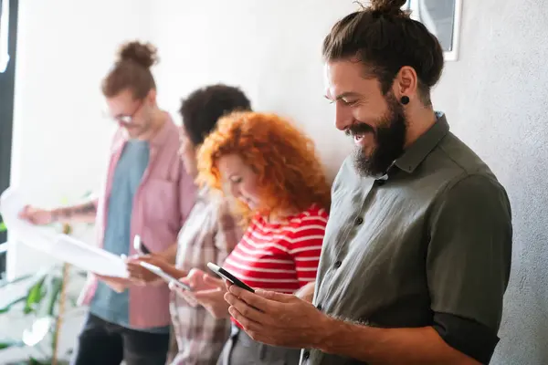 stock image Leadership, tablet and hipster startup programmer CEO or manager in the office. Technology, planning and strategy with a business leader