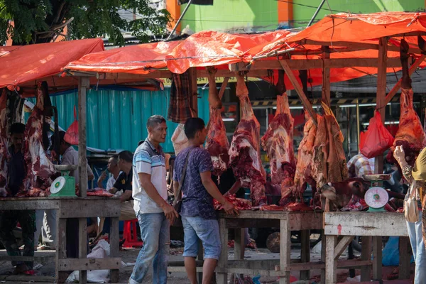 stock image Acehnese are buying meat on Meugang day which is one of the traditions in Aceh.