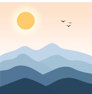 Akşam dağlarının ardında gün batımı