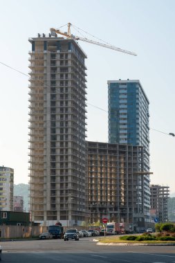 Batumi, Gürcistan - 30 Ağustos 2022: Batumi şehrinde modern evler. Seyahat