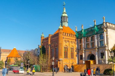 Gdansk, Polonya - 11 Mart 2022: Eski güzel şehir Gdansk. Seyahat