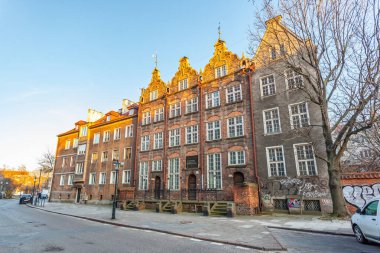 Gdansk, Polonya - 11 Mart 2022: Eski güzel şehir Gdansk. Seyahat